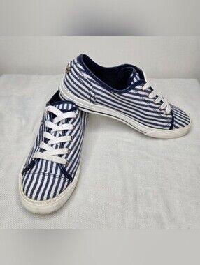 TOMMY HILFIGER Navy and White Striped Sneakers Tennis Shoes Size 6½ M